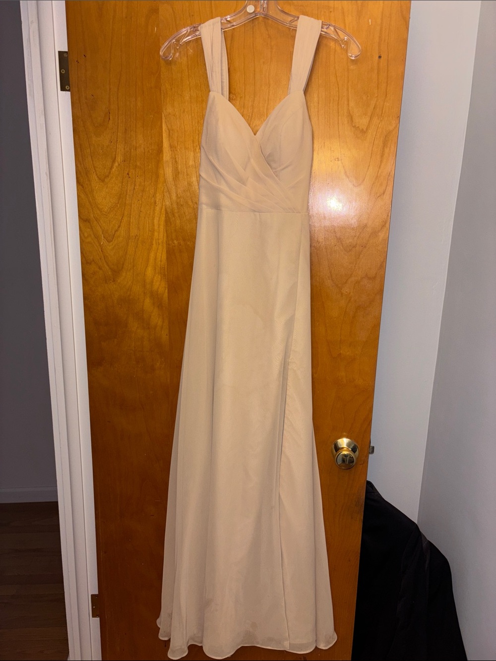 Azazie Cream V-Neck Sleeveless Maxi Dress